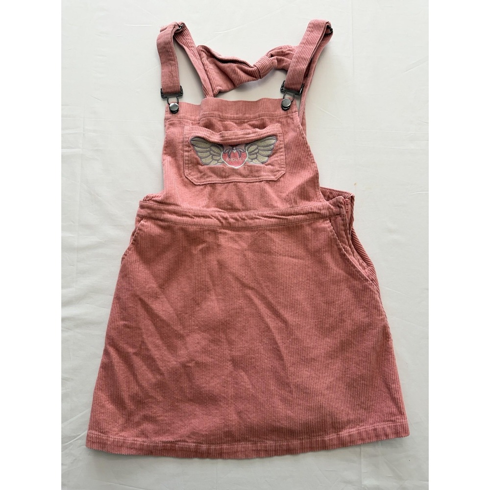 Hot Topic Dress Womens Medium Pink Corduroy Kawaii Overall Pinafore Pockets‎